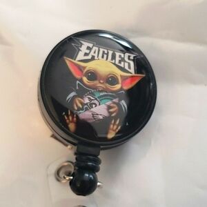 Philadelphia Eagles Baby Yoda Retractable Badge Holder